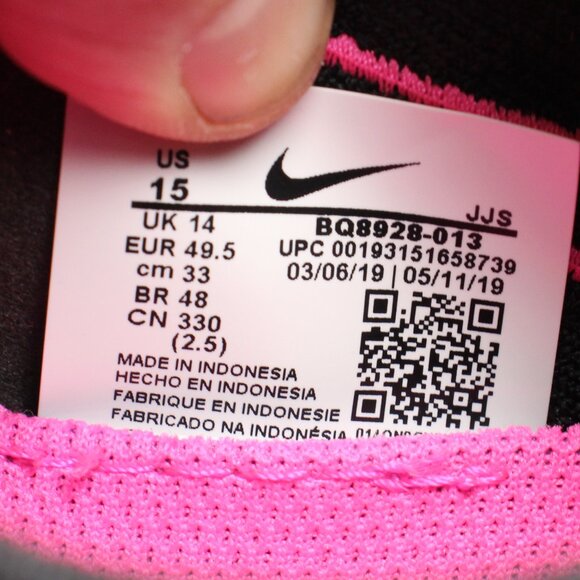 Nike Epic React Flyknit 2 Black Pink Swoosh Men's US 15 Running BQ8928- 013 - Picture 3 of 10